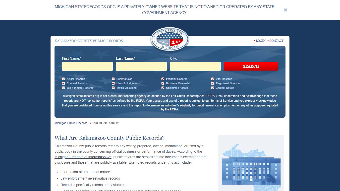 Kalamazoo County Arrest, Court, and Public Records | StateRecords.org