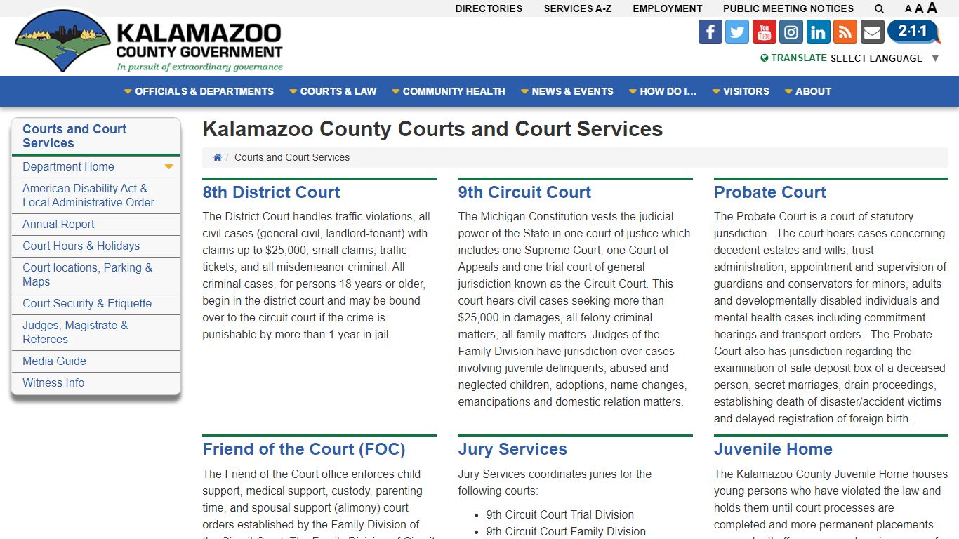 Kalamazoo County Courts and Court Services